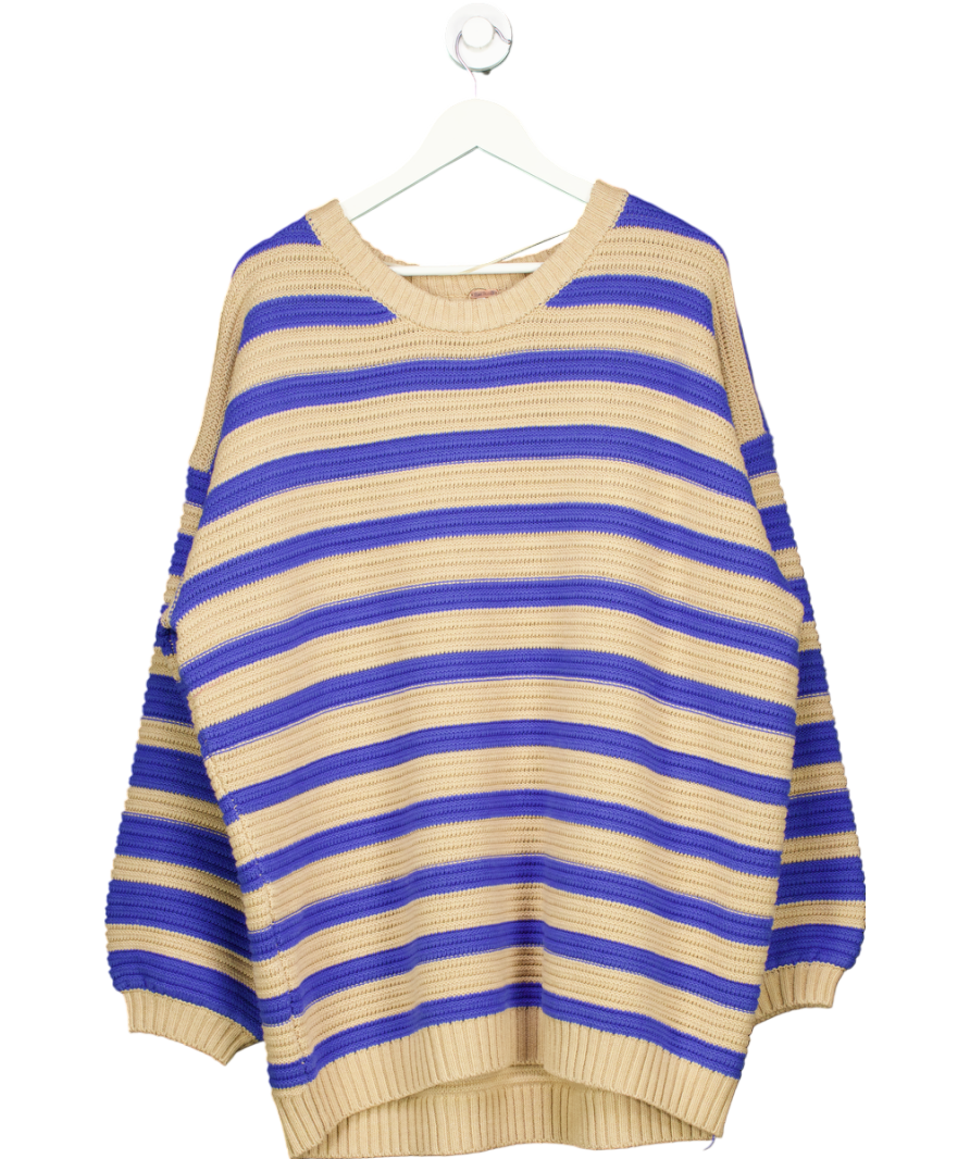 Free People Blue Links Pullover Stripe Jumper UK L