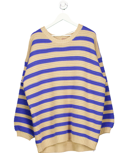 Free People Blue Links Pullover Stripe Jumper UK L