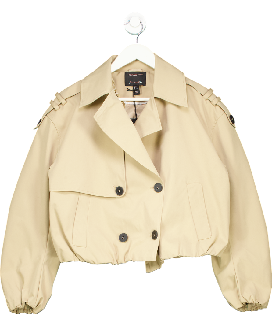 River Island Beige Short Bubble Hem Trench Coat UK 6