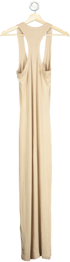 Karen Millen Blush Lux Viscose Rib Jersey Racer Back Midi Dress UK XS