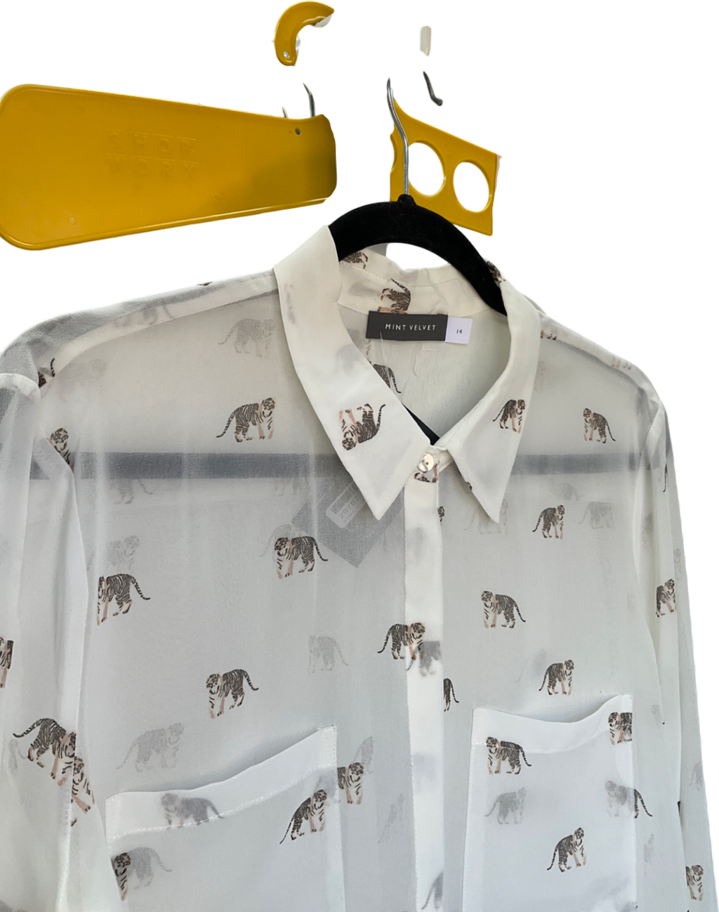 Mint Velvet White Tiger Print Blouse UK 14