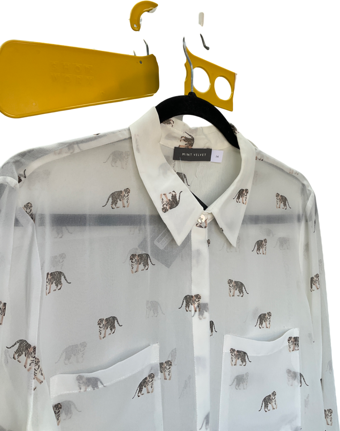 Mint Velvet White Tiger Print Blouse UK 14