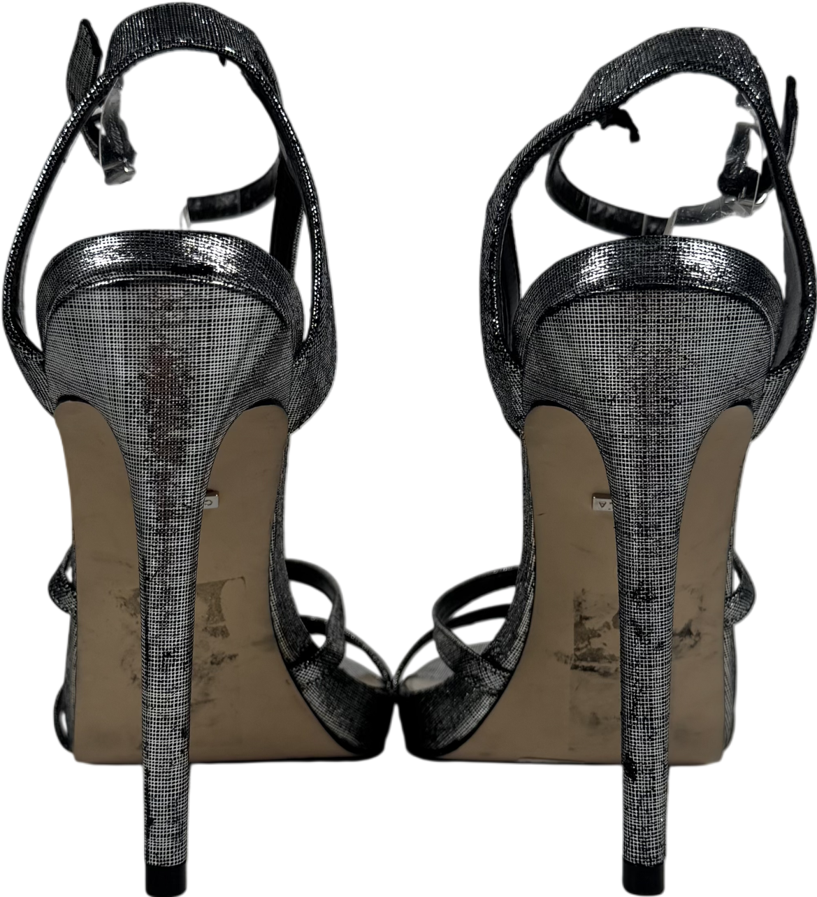 Carvela Metallic Silver Strappy Heels UK 6 EU 39 👠
