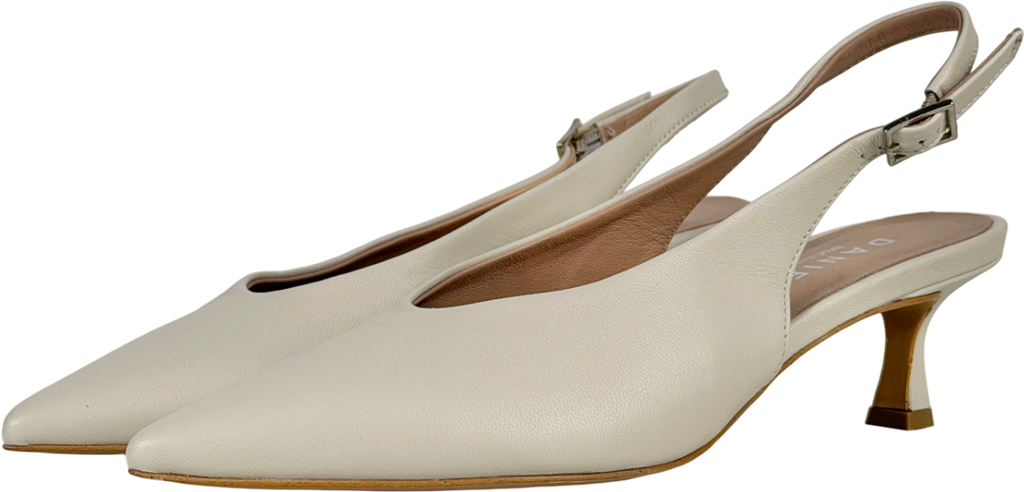 Daniel Siamma Cream Leather Kitten Heel Sling Backs UK 6 EU 39 👠