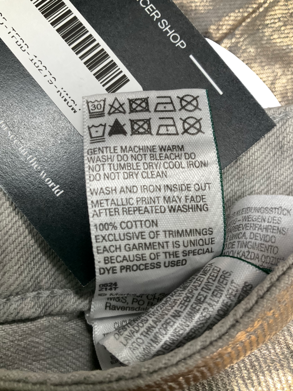 M&S Wide Leg Metallic Coated Jeans UK 8