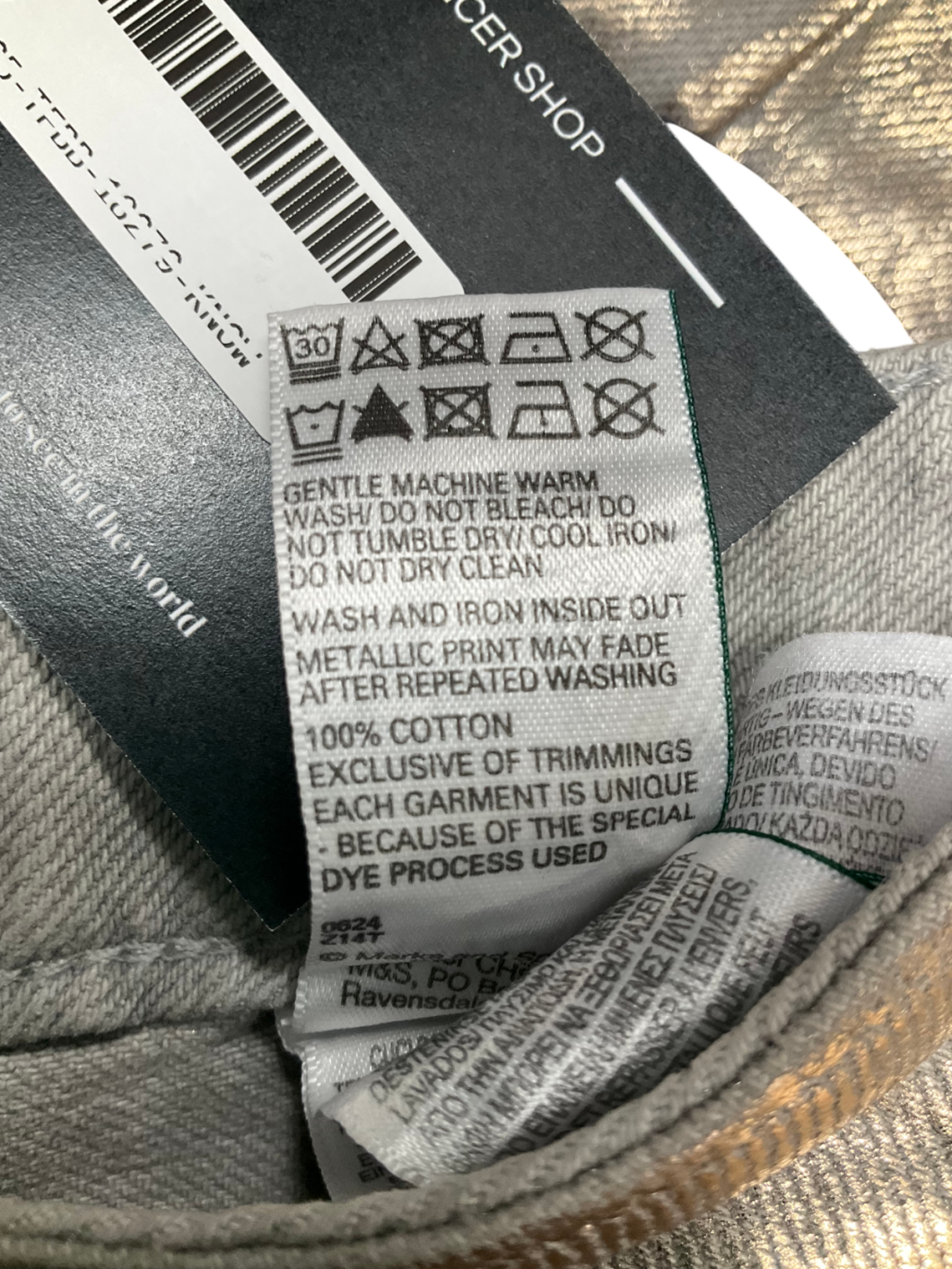 M&S Wide Leg Metallic Coated Jeans UK 8