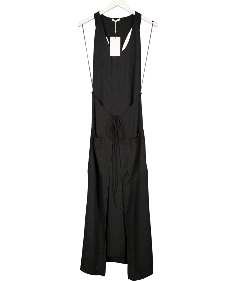 ZARA Black Textured Flowing Maxi Dress UK S