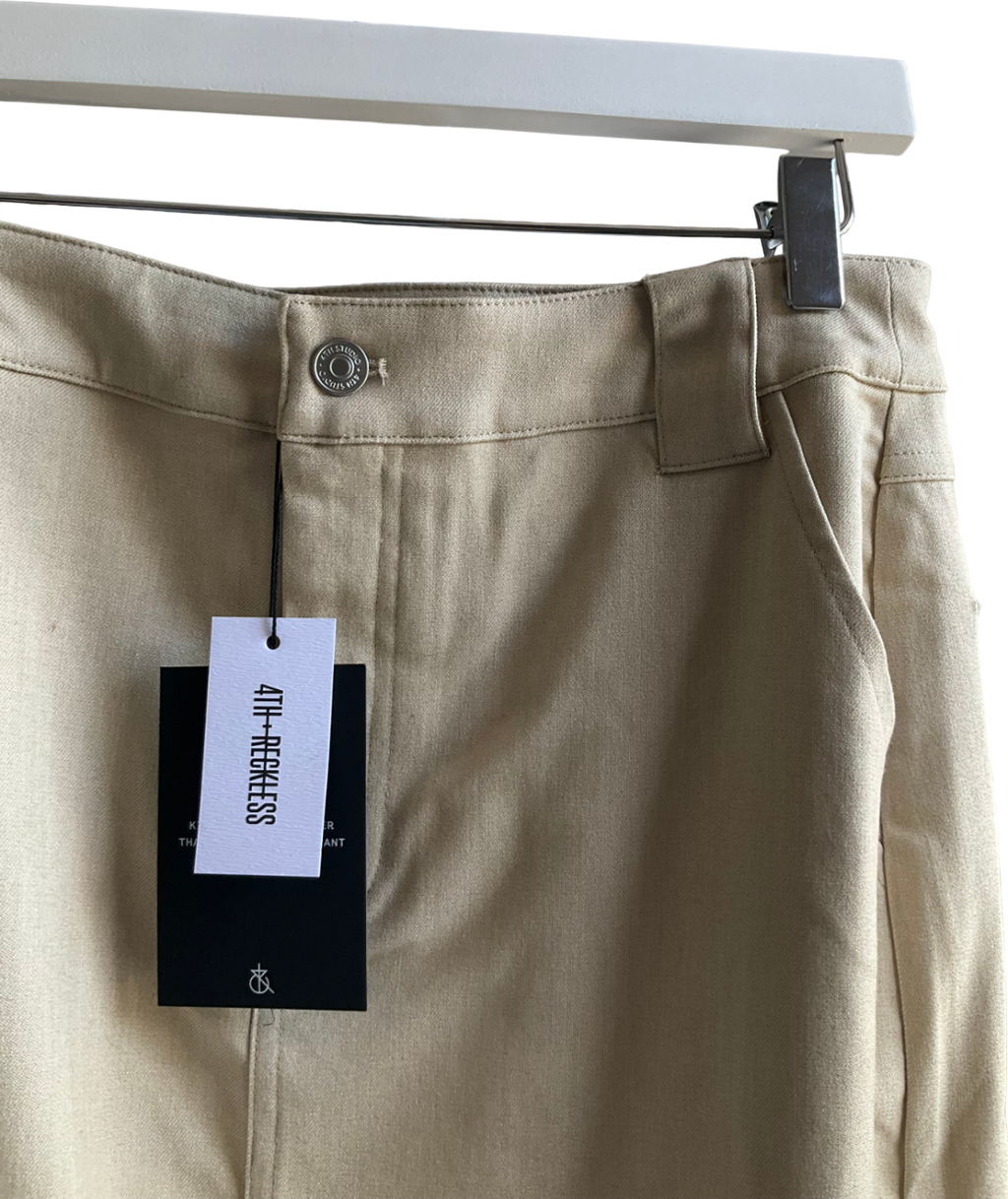 4th & Reckless Beige Miley Tailored Column Maxi Skirt UK 8