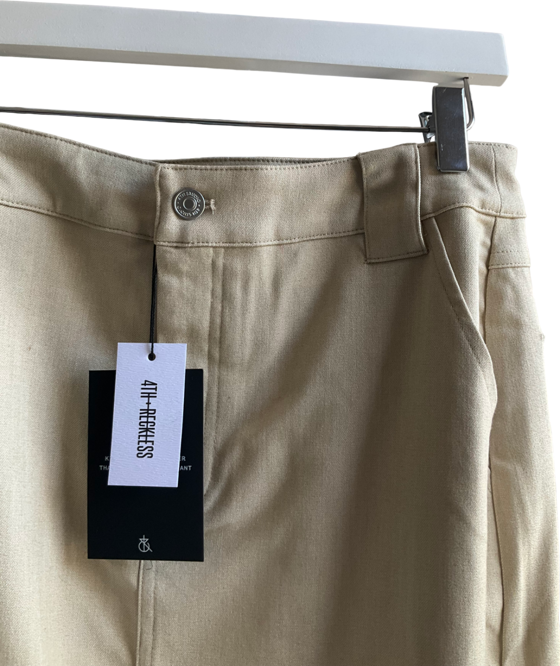 4th & Reckless Beige Miley Tailored Column Maxi Skirt UK 8