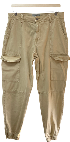New Look Beige Stone Cotton Cuffed Cargo Trousers UK 12