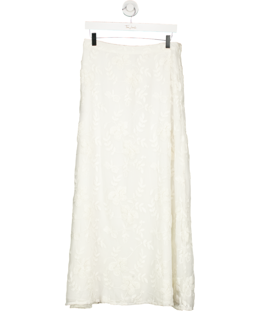 NA-KD White Embroidery Maxi Skirt UK 8