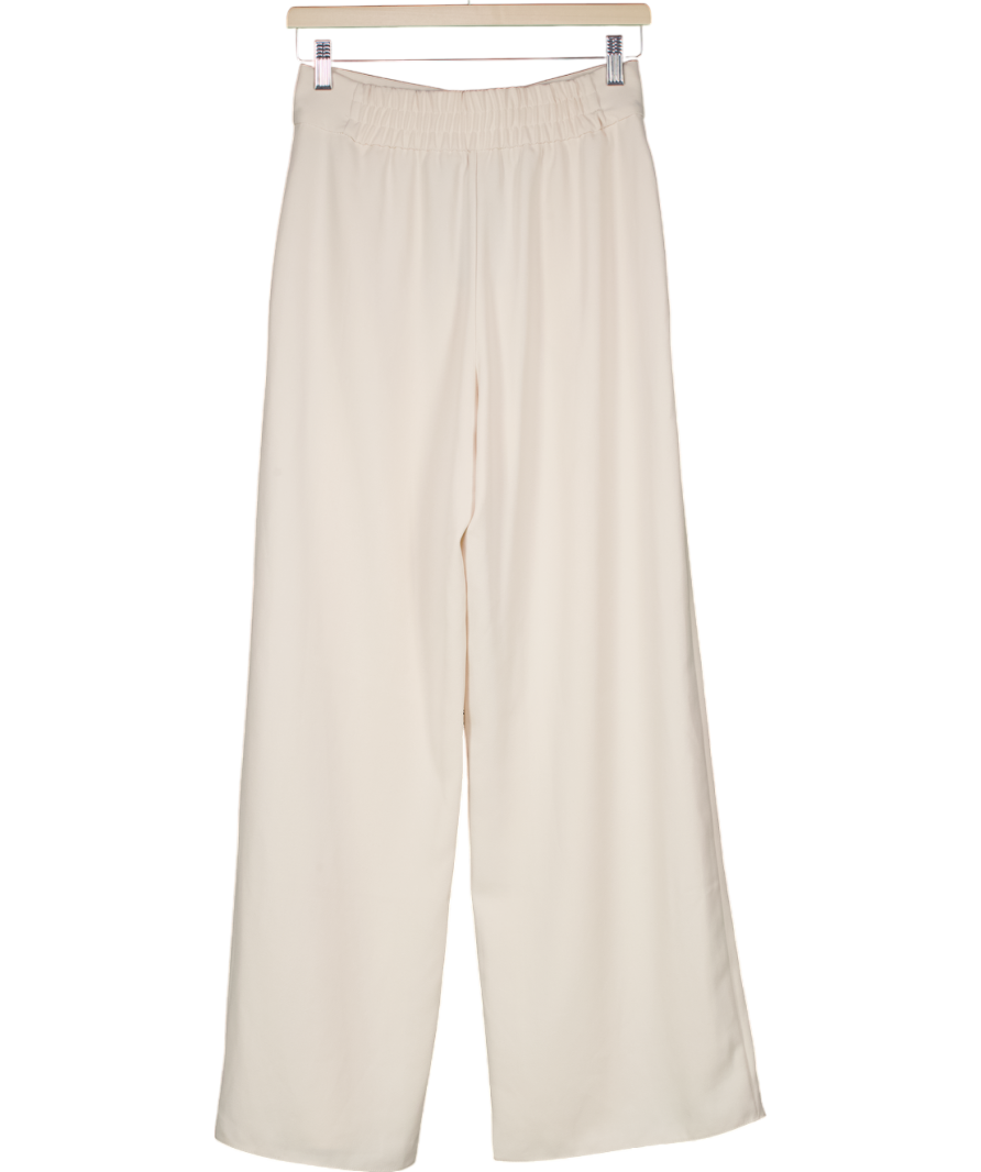 River Island Cream Soft Wide Leg Trousers UK 8