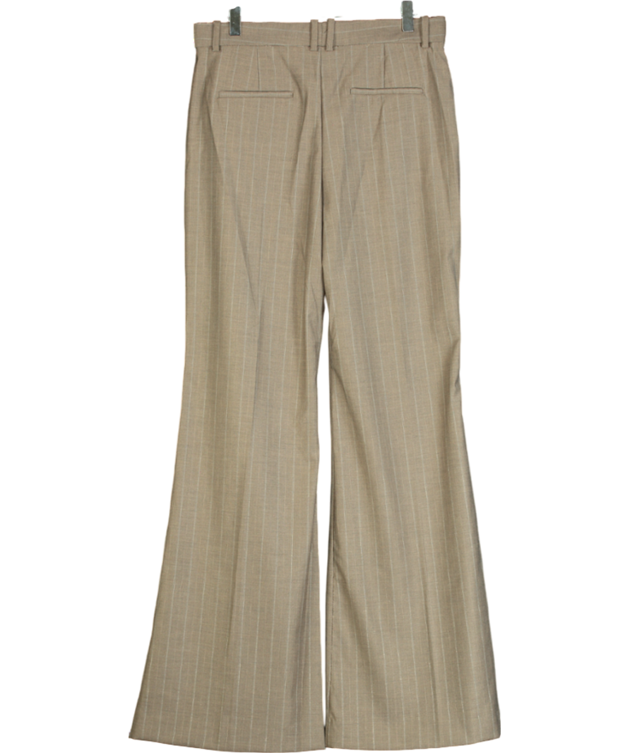 MANGO Brown Pinstripe Flared Trousers UK 10