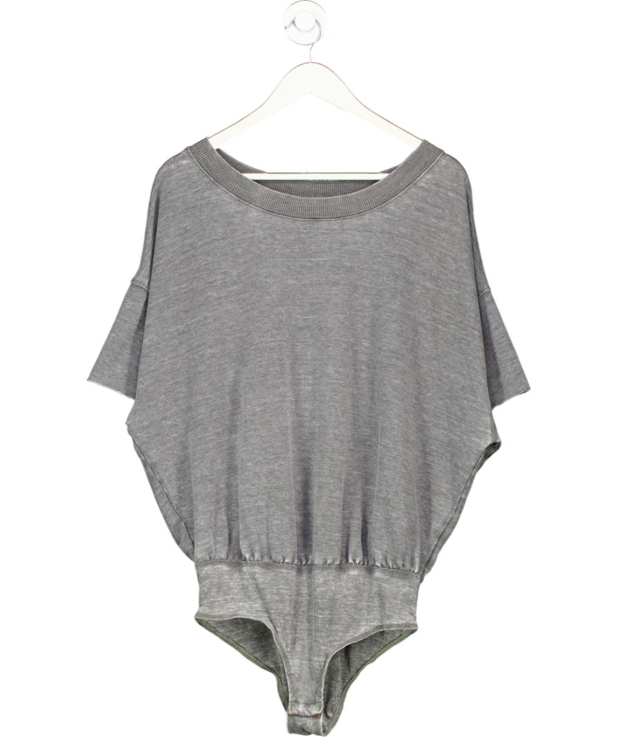 Free People Grey Oversize Relaxed Bodysuit UK S