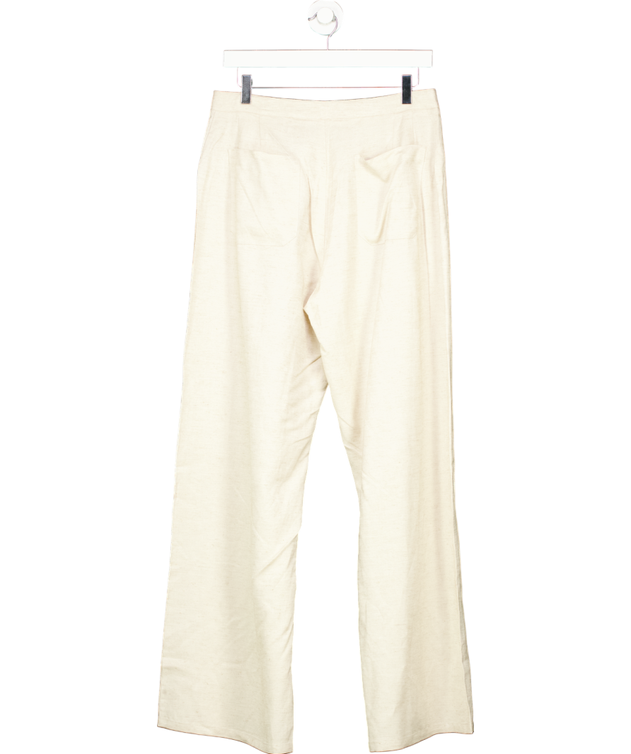 White Fox Beige Live It Up Linen Pants UK L