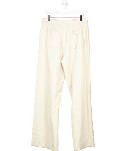 White Fox Beige Live It Up Linen Pants UK L