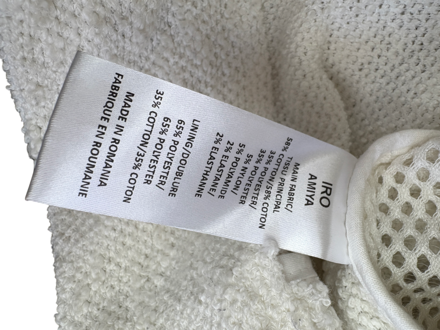 IRO White Amiya Zip Up Jacket UK 8