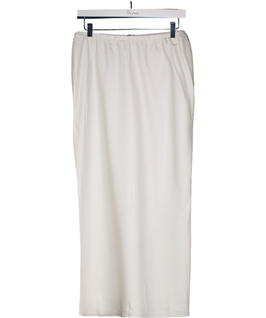 Lounge Apparel White Satin Midi Slip Skirt UK S