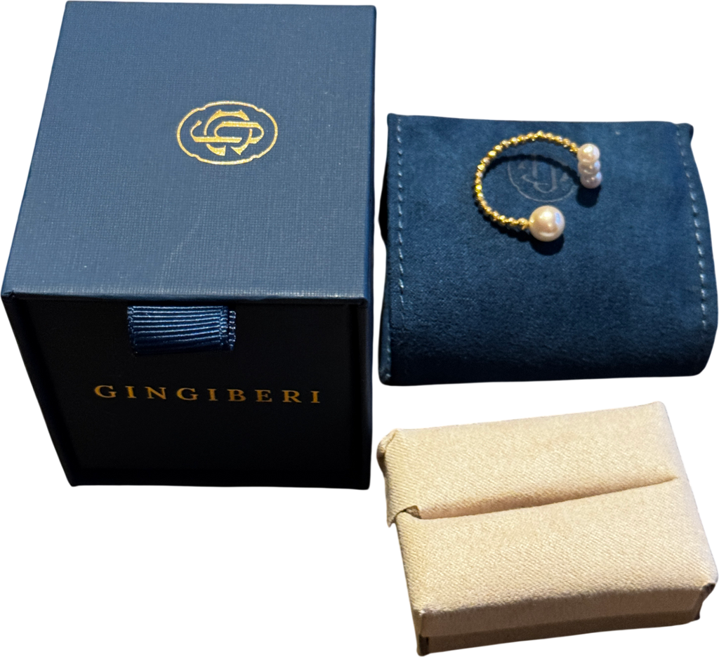 GINGIBERI 18k Solid Yellow Gold Alena Aaa Pearl Ring One Size
