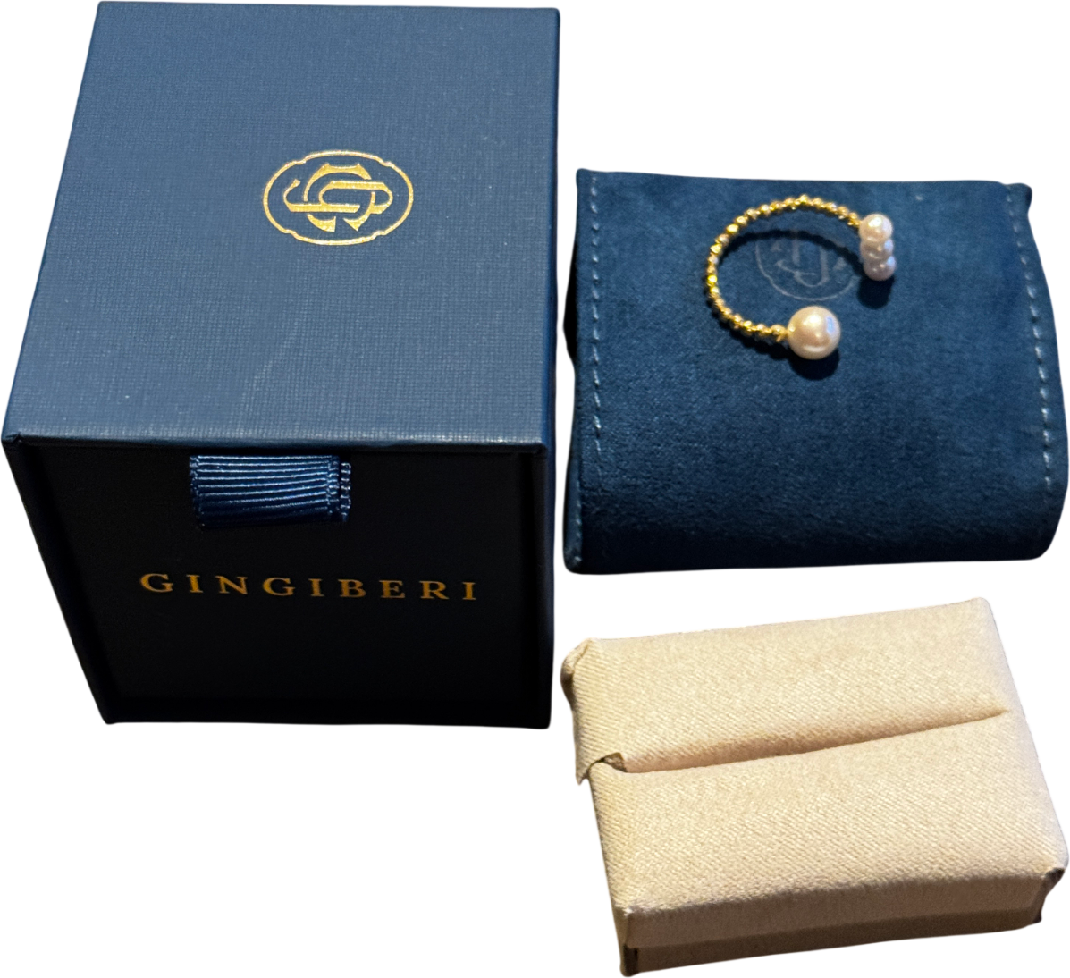 GINGIBERI 18k Solid Yellow Gold Alena Aaa Pearl Ring One Size