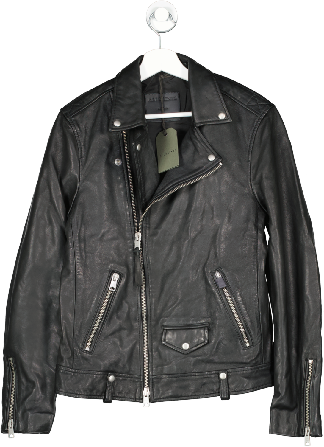 AllSaints Luxury Black Leather Milo Biker Jacket Bnwt UK S
