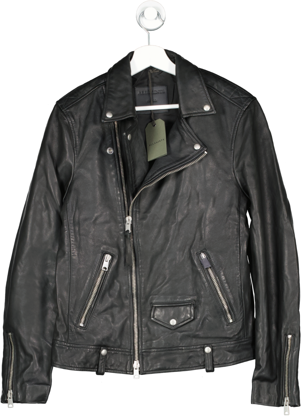 AllSaints Luxury Black Leather Milo Biker Jacket Bnwt UK S