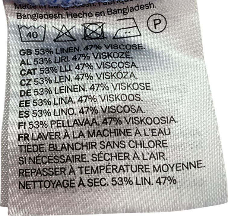 H&M Blue Linen-blend Shirt UK XS