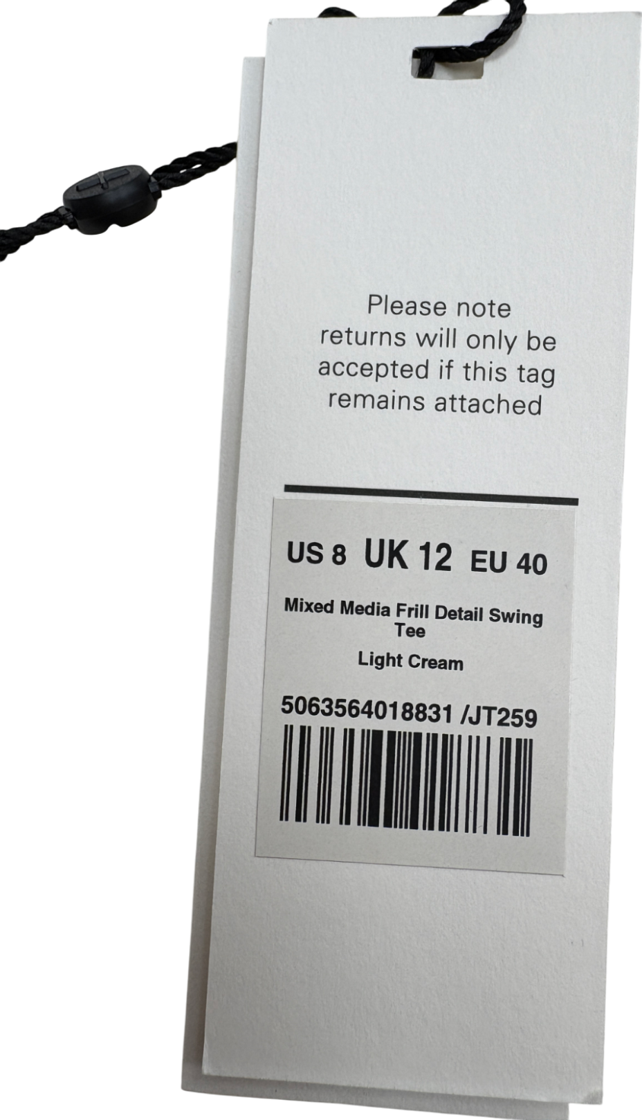 ME+EM Cream Mixed Media Frill Detail Swing T-shirt UK 12