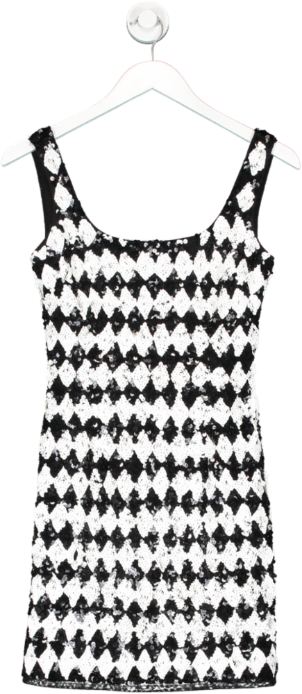 River Island Black And White Sequin Mini Dress UK 8