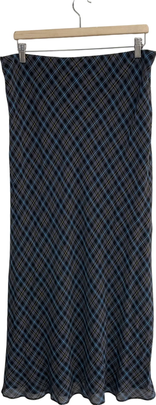 MANGO Grey Checked Long Skirt UK XL