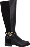 MICHAEL KORS Black / Gold Logo Hardware Knee High Riding Boots UK 4 EU 37