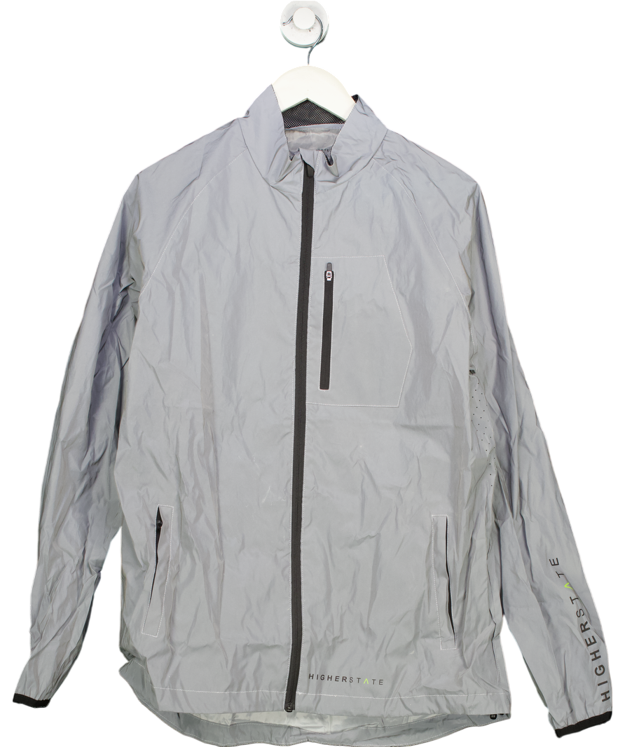 Grey Higher State All Over Reflect Hooded Women's Running Jacket UK M