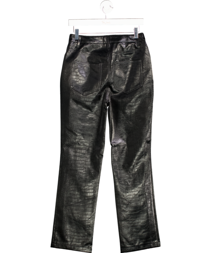 NEXT Black Faux Leather Croc Embossed Jeans UK 8