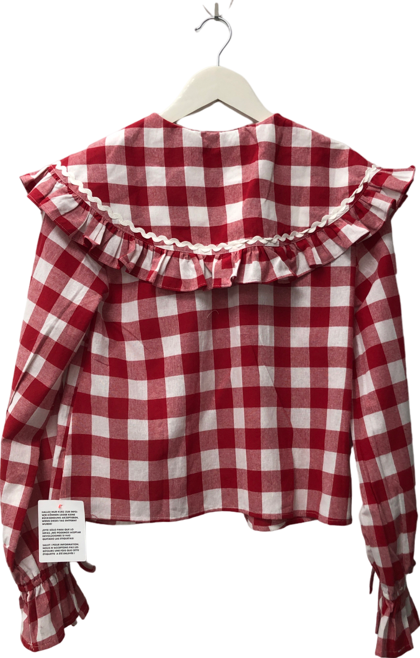 ASOS Red Oversized Frill Collar Blouse UK 8
