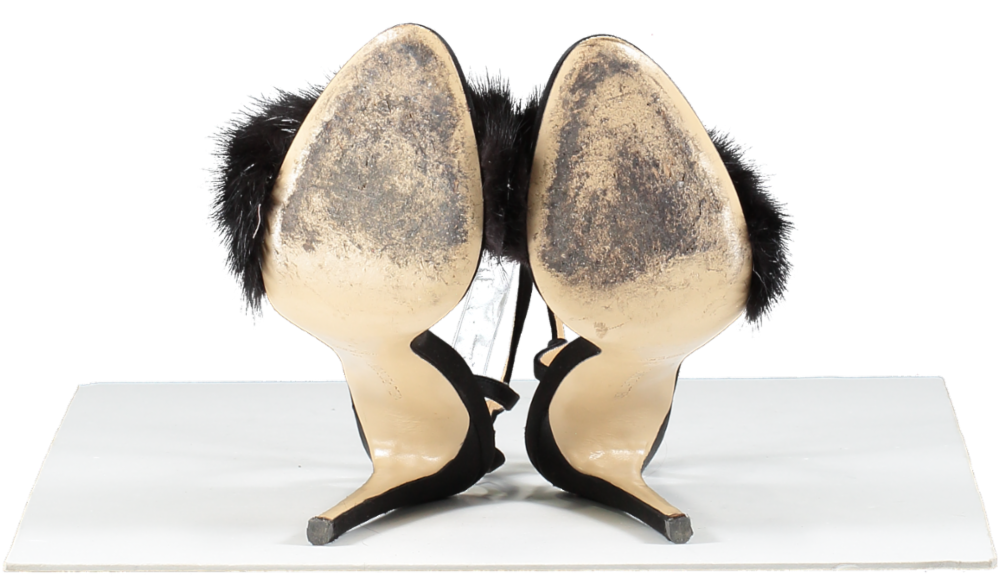 Neil J Rodgers Black Mink Fur And Pearl Detail Heels UK 5 EU 38 👠