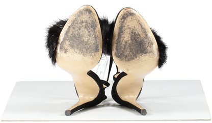 Neil J Rodgers Black Mink Fur And Pearl Detail Heels UK 5 EU 38 👠