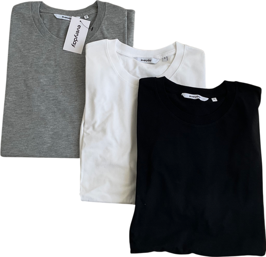 everyday Multicoloured Mixed Cotton 3 Pack Basic T Shirts UK S