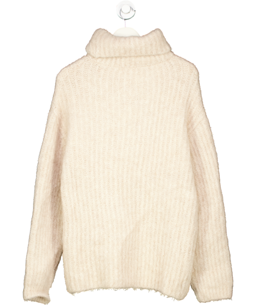 FRANKIE SHOP Beige Alpaca Wool Blend Turtleneck Sweater One Size