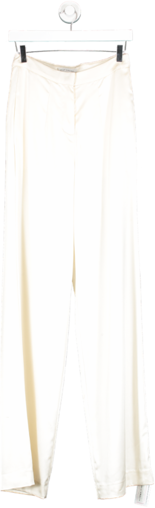 IVAN YOUNG White Silk Satin Trousers UK 8