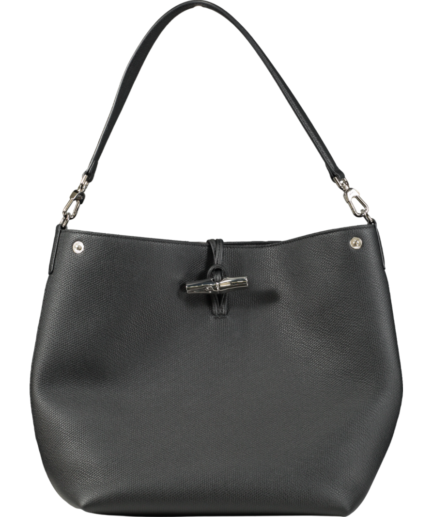 Longchamp Le Roseau Leather Shoulder Bag, Black