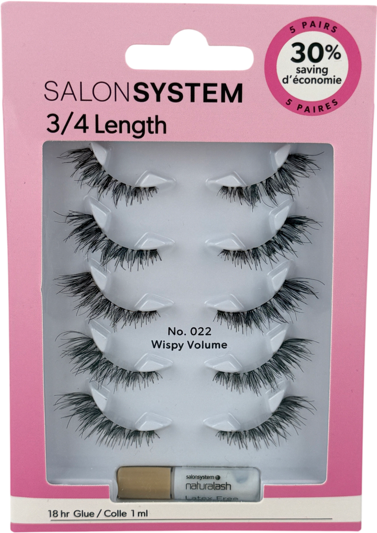 SALON SYSTEM 3/4 Length No.022 Wispy Volume Lashes (5 Pack) 022 X5