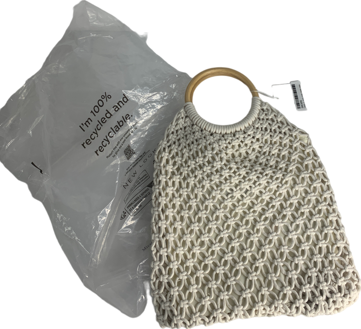 New Look White Crochet Circle Handle Bag