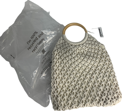 New Look White Crochet Circle Handle Bag