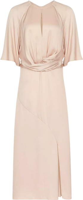 REISS Arlo Blush Pink Open Back Midi Dress UK 10