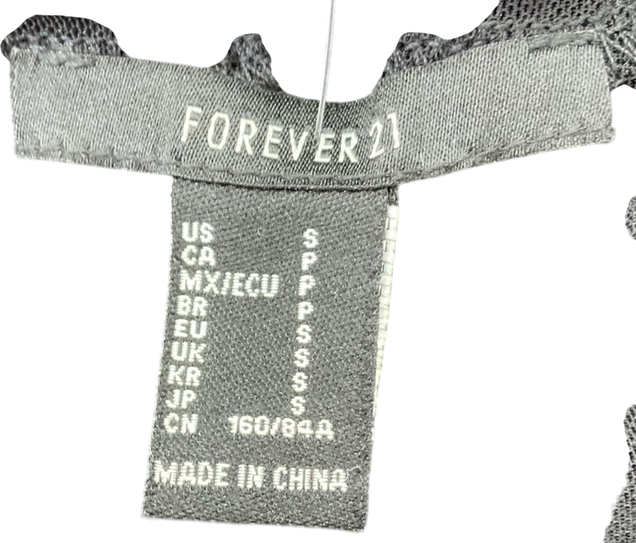 forever 21 Black Mesh Quatr Zip Bodysuit UK S