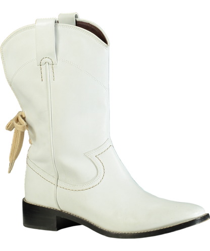 See by Chloé White Leather Western Style Boots Mid Calf UK 8 EU 41 👠