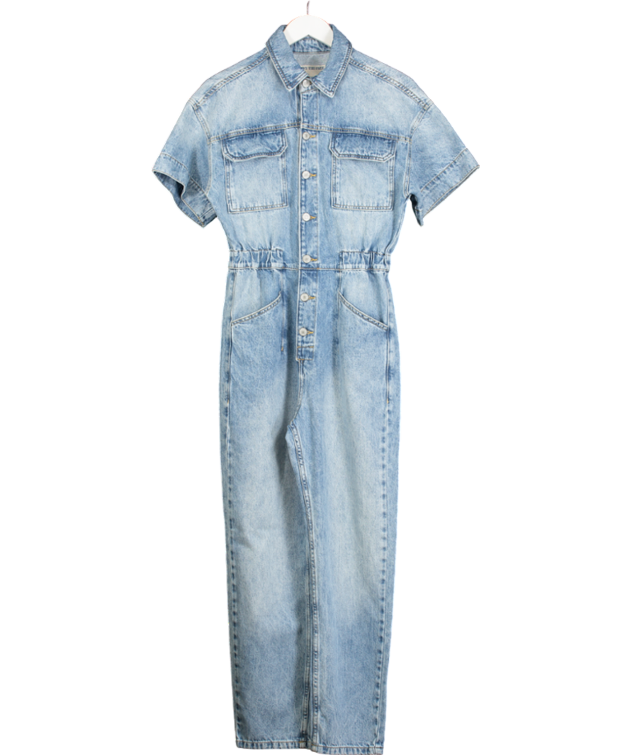 Free People We The Free Blue Denim Jumpsuit UK S
