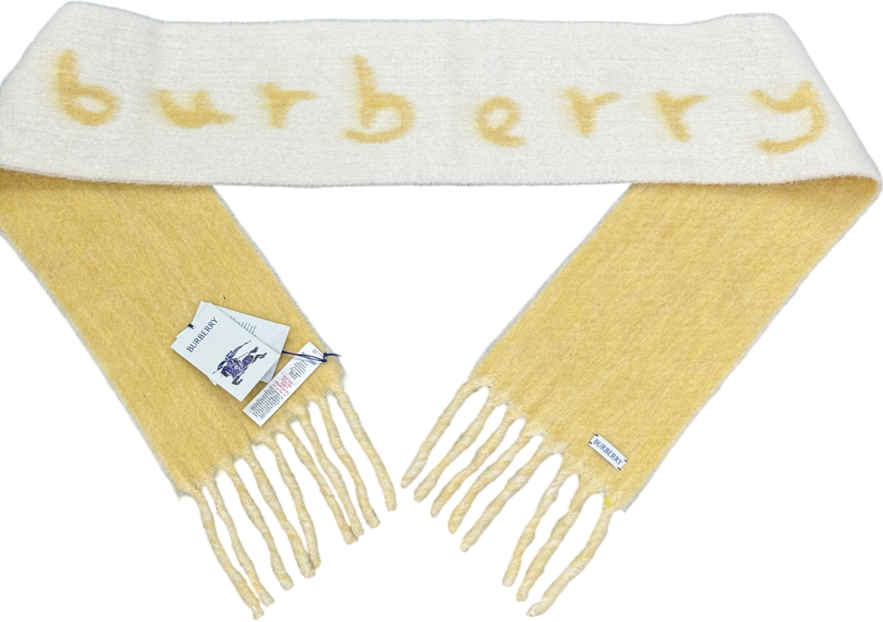 Burberry Cream Reversible Logo-jacquard Alpaca-blend Scarf One Size