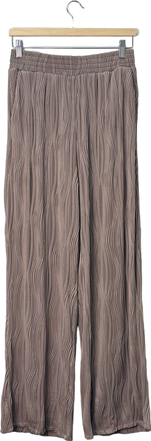 Michelle Keegan Beige Textured Wide Leg Trousers UK 12