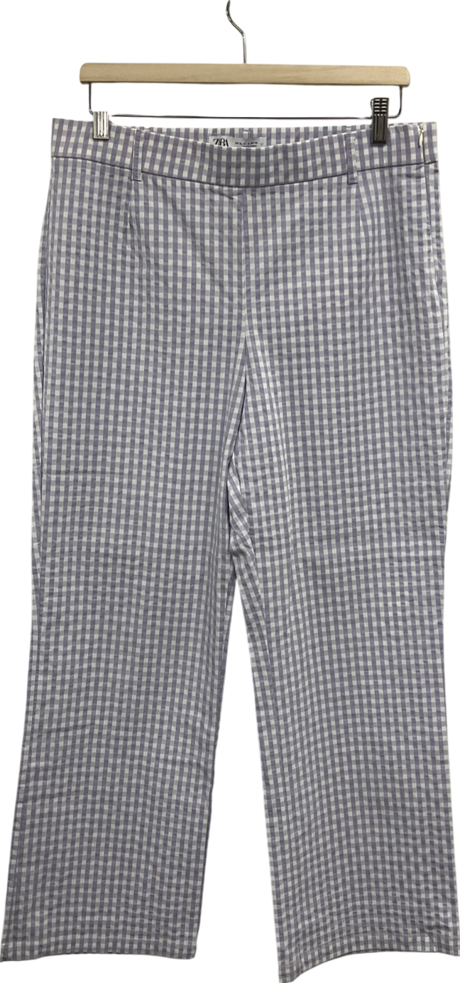 ZARA Purple Gingham Trousers UK XL